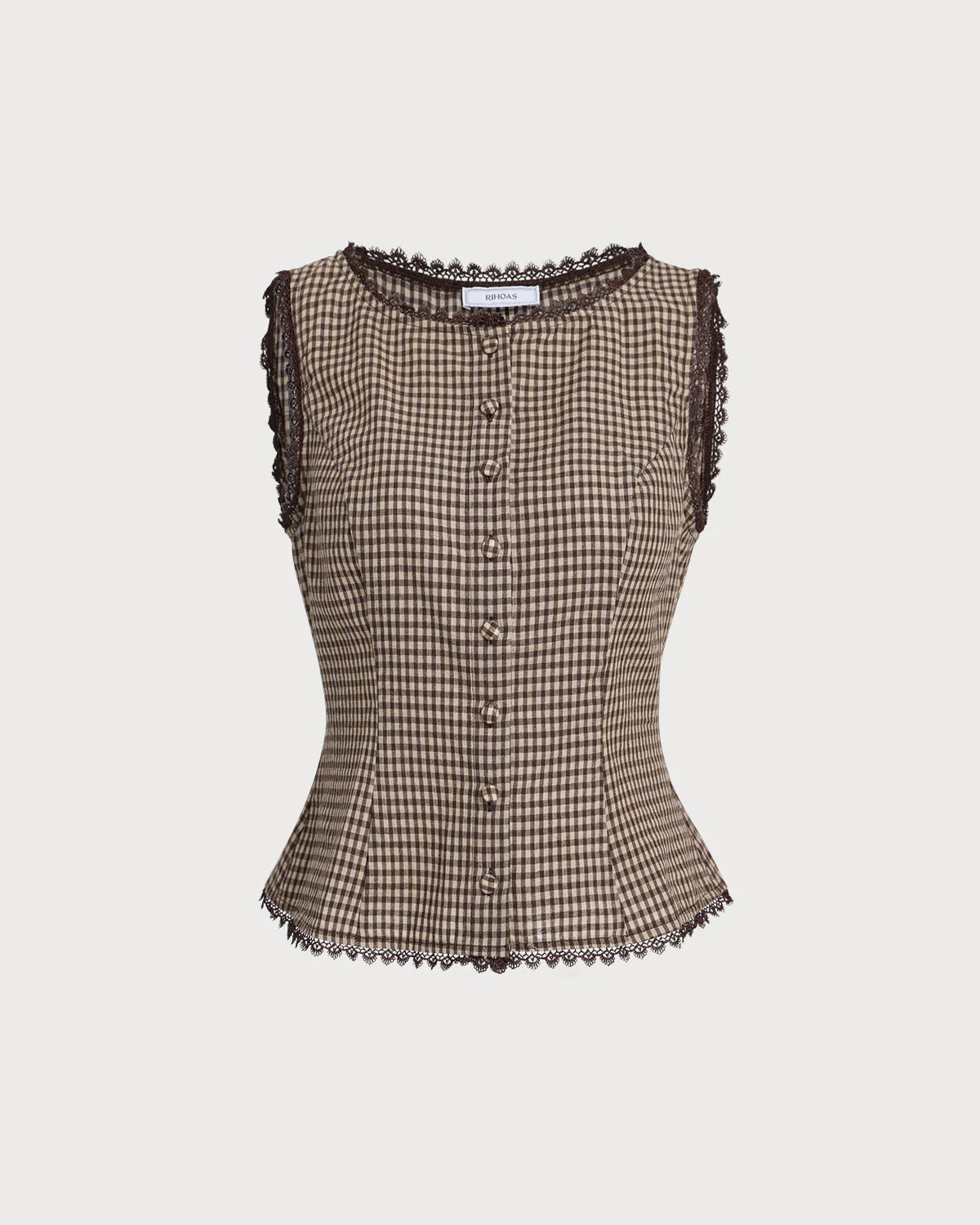 Brown Plaid Gingham Vest