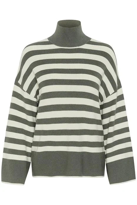Inwear Gittel Agave Green Cashmere Mix Stripe Pullover