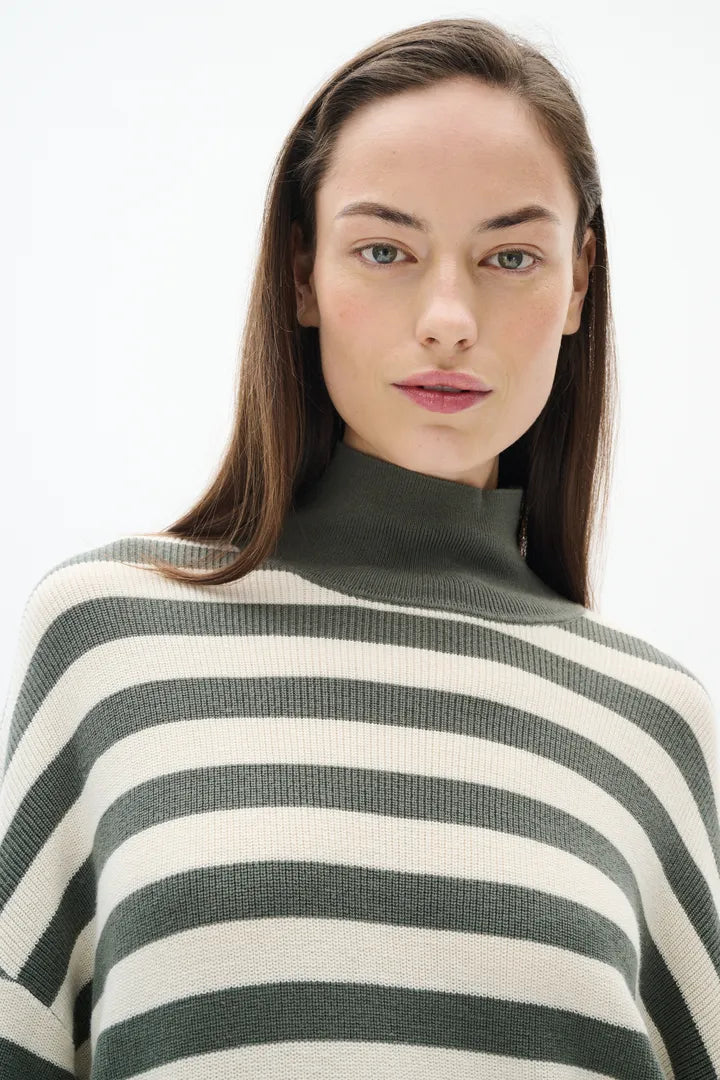 Inwear Gittel Agave Green Cashmere Mix Stripe Pullover