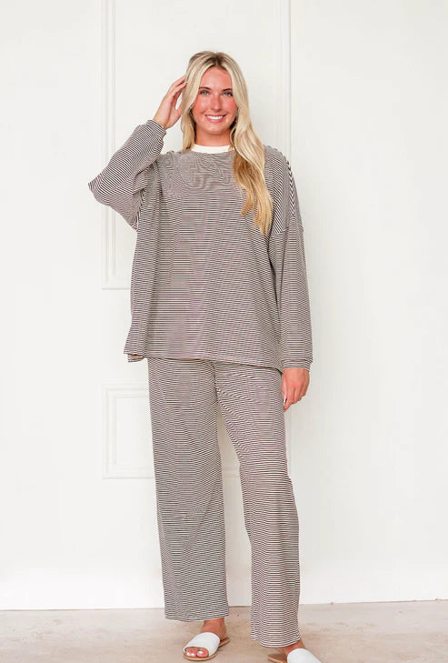 Striped Fleece Oversize Top And Pants