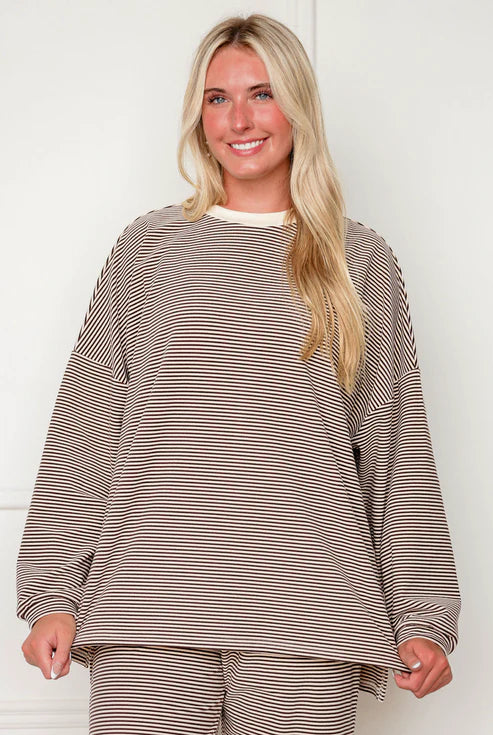 Striped Fleece Oversize Top And Pants