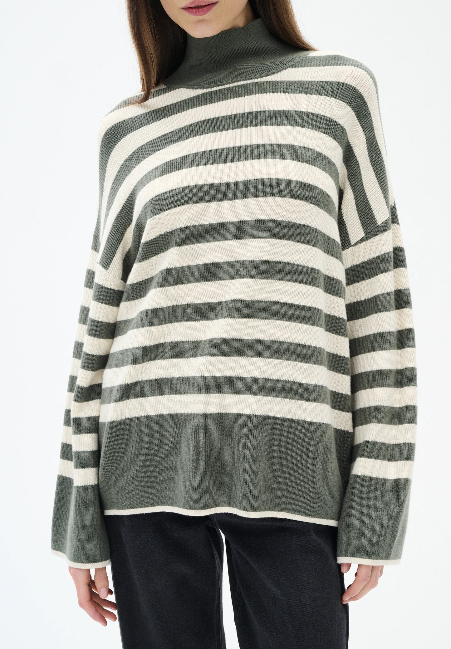 Inwear Gittel Agave Green Cashmere Mix Stripe Pullover