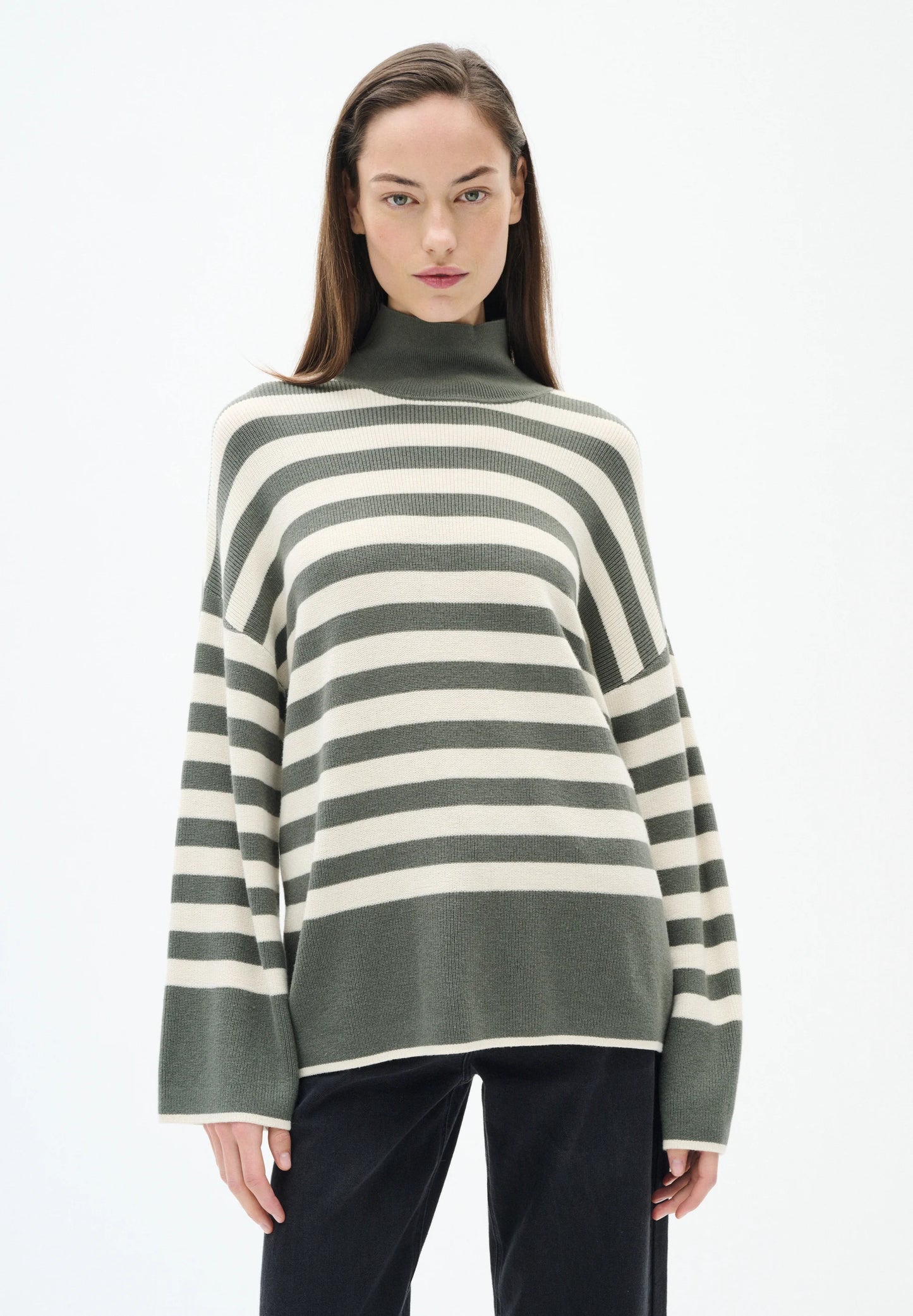 Inwear Gittel Agave Green Cashmere Mix Stripe Pullover