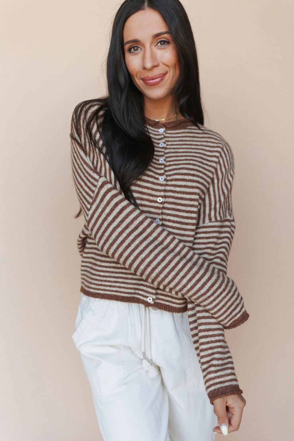 Piper Cardigan in  Pinstripe