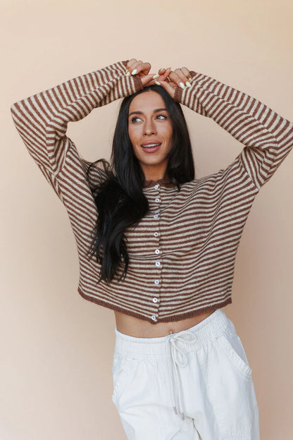 Piper Cardigan in  Pinstripe