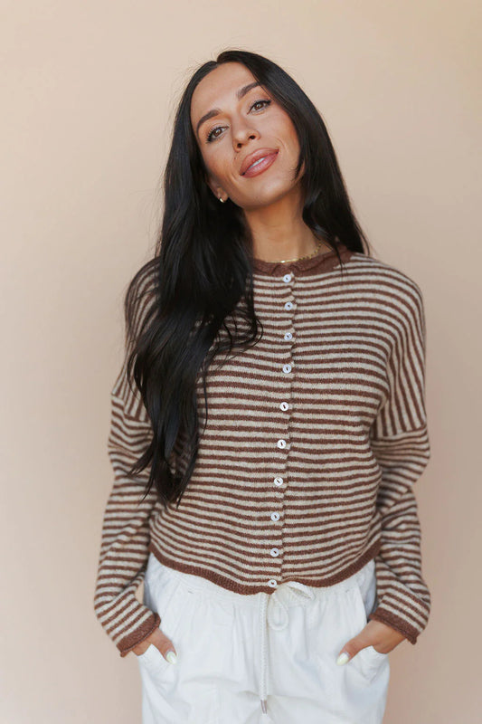 Piper Cardigan in  Pinstripe