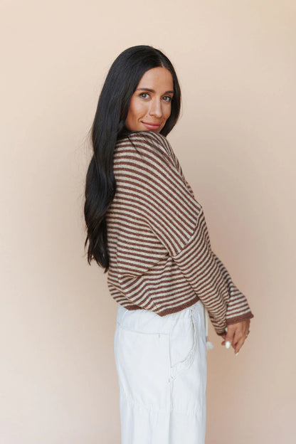 Piper Cardigan in  Pinstripe
